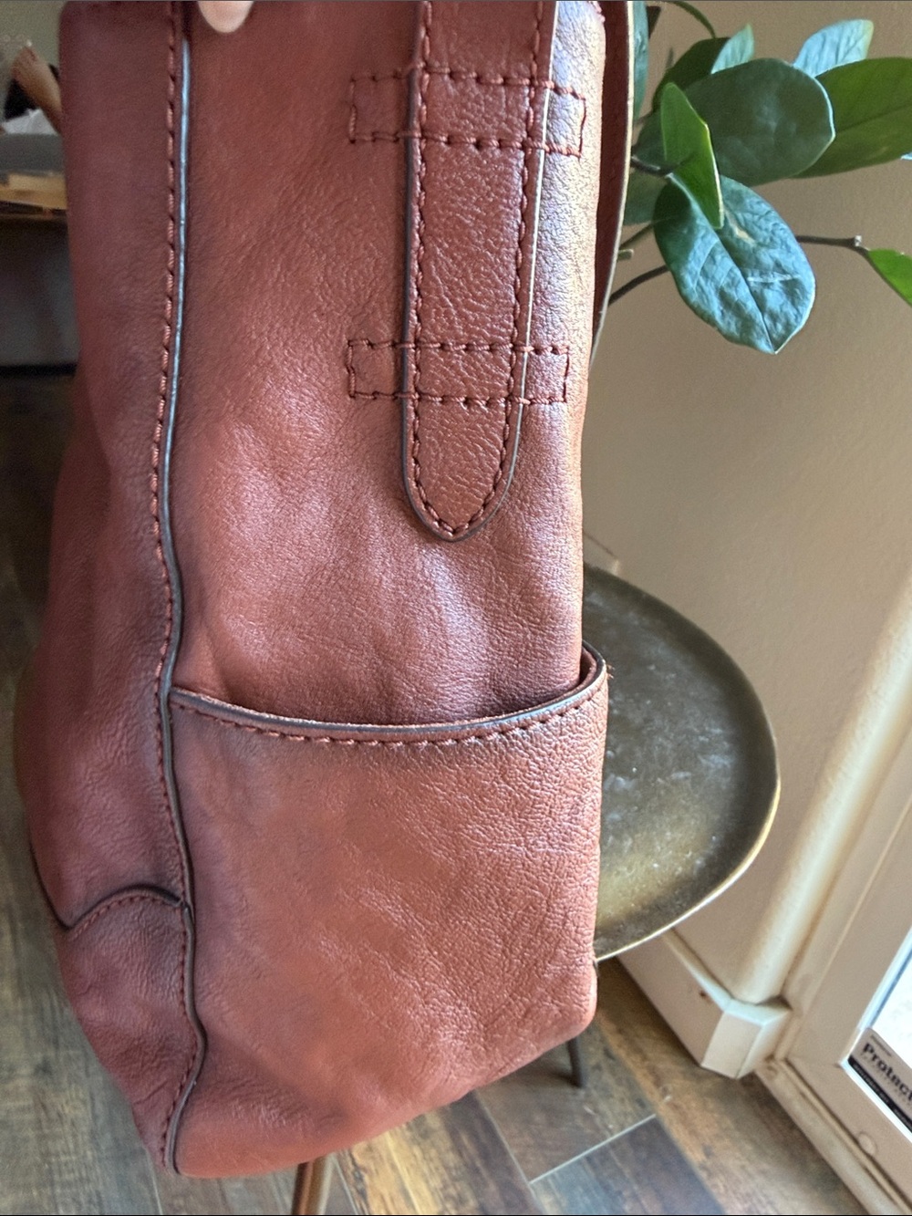 Frye Cognac Brown Leather Side Pocket Hobo Slouchy Boho Western Classic - Picture 5 of 9